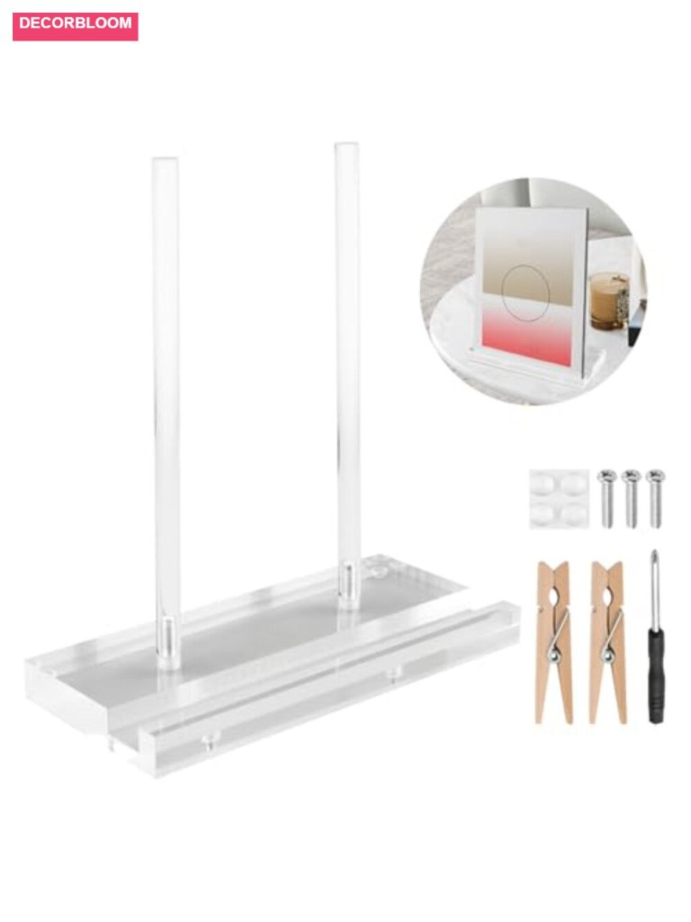 Acrylic Display Stand with Wooden Clips - Clear Book Easel for Tabletop - Picture 6 of 6